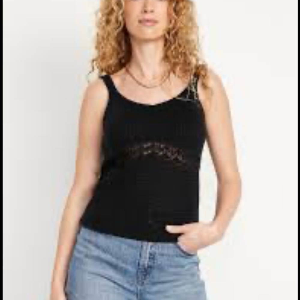 Old Navy Black Textured Tank Size Medium New Without Tags